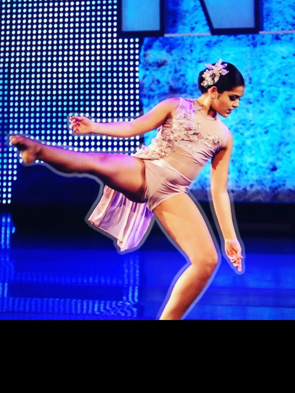 Custom Lyrical/Contemporary Dance Solo Costume Nude Blush Floral Appliqué CM